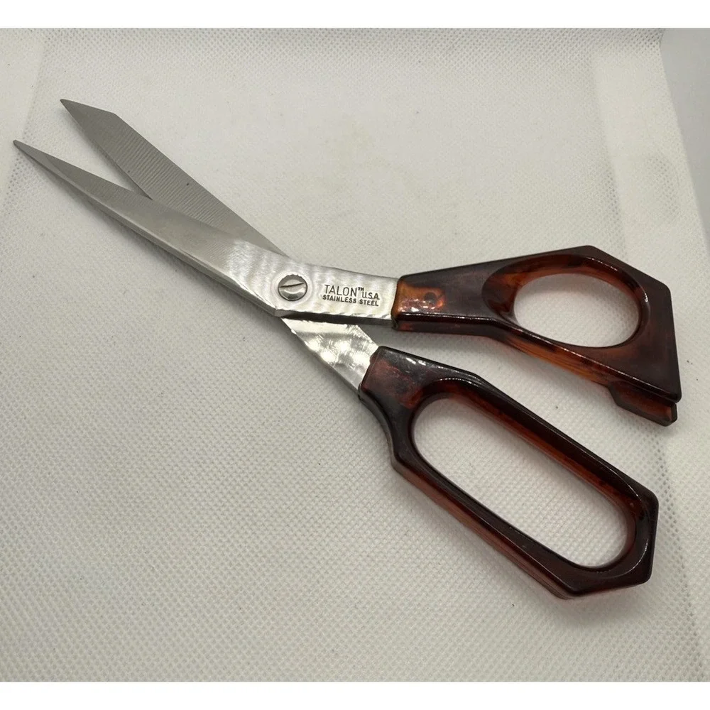 Vintage Talon Stainless Steel Scissors with Faux Tortiseshell Handles 8.5